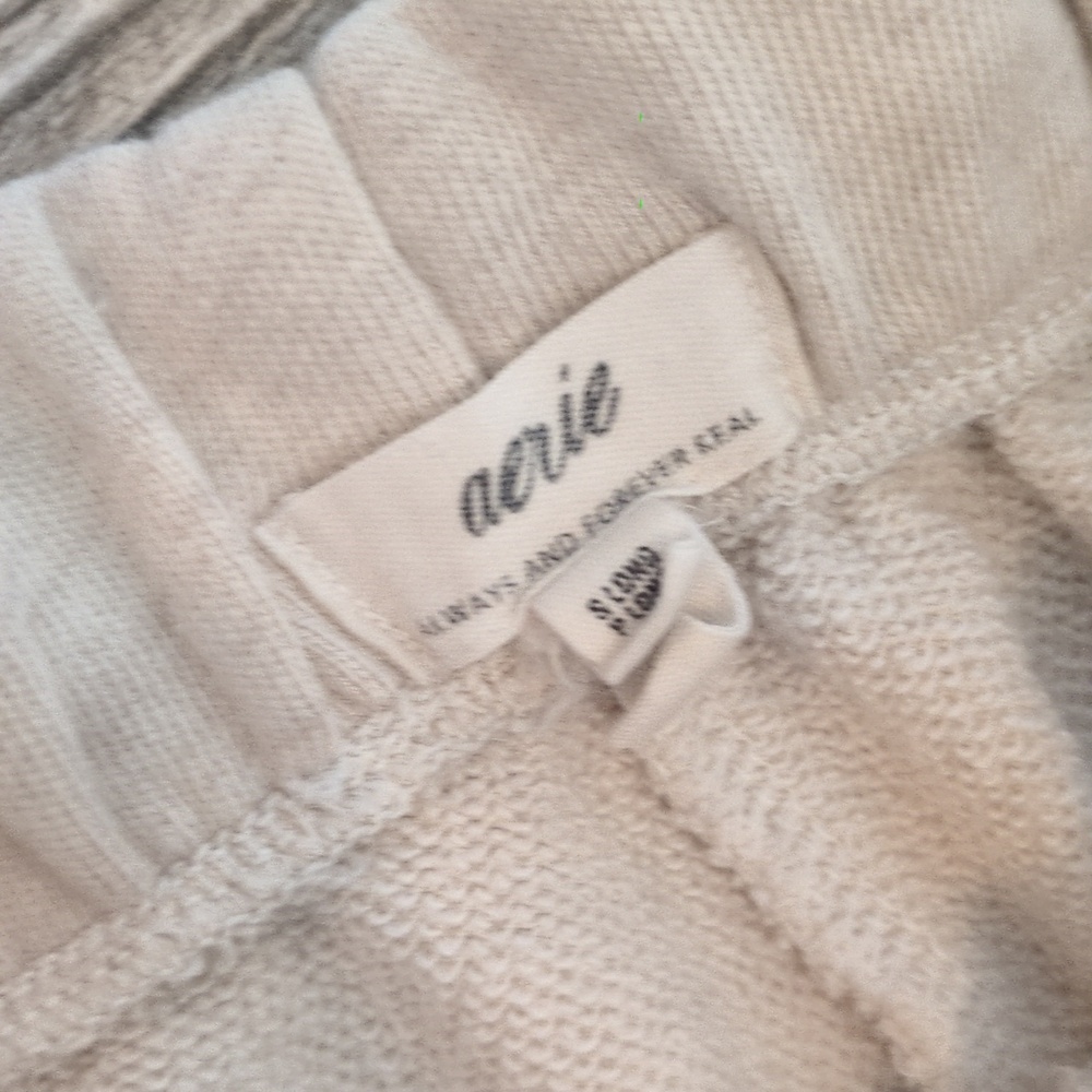 AERIE Light Cream Street Trouser Cozy Lounge Pants S Long - Picture 3 of 5